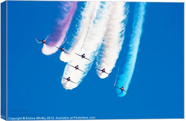 Red Arrows Display Canvas Print by Elaine Whitby