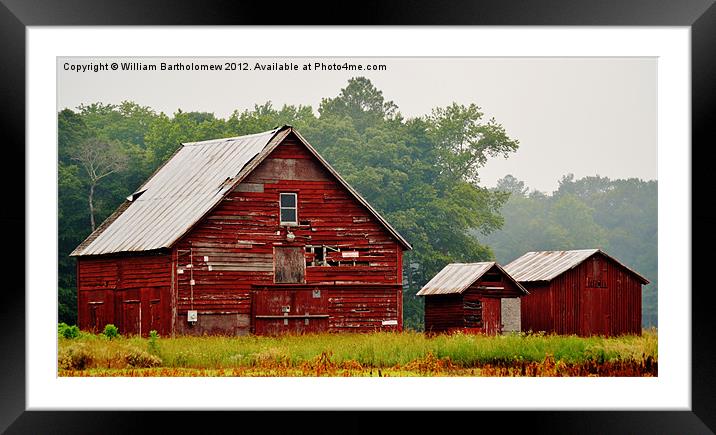 Old Red Farmhouse Framed Mounted Print by Beach Bum Pics