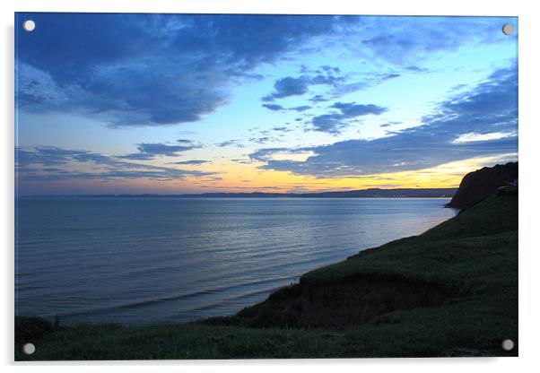 South Devon Sunset Acrylic by Images of Devon