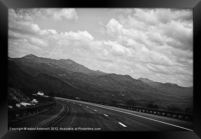 Arizona Highway and Mountain Slopes Framed Print by Isabel Antonelli