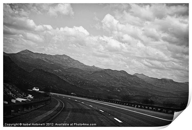 Arizona Highway and Mountain Slopes Print by Isabel Antonelli