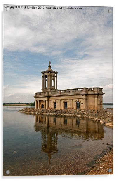Normanton Church Rutland Water Acrylic by Rick Lindley