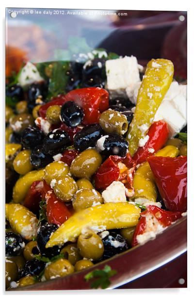 Greek Salad. Acrylic by Lee Daly