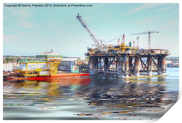 Rig And Works Print by Valerie Paterson