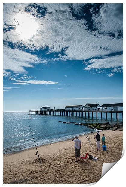 Fishing at Southwold Print by Stephen Mole