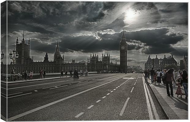 westminster Bridge and Big ben Canvas Print by Dean Messenger