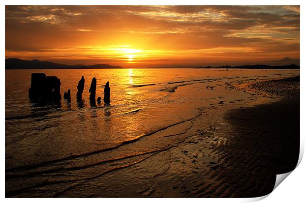 sunset over arran north shore Print by mic scott