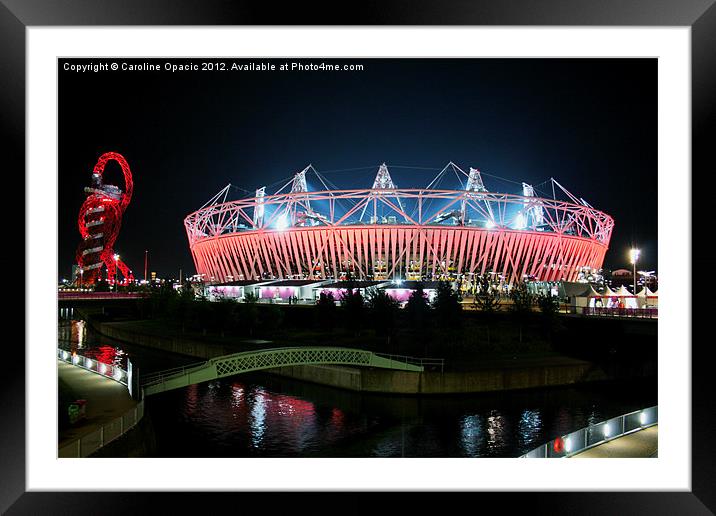 Olympic Stadium by night Framed Mounted Print by Caroline Opacic