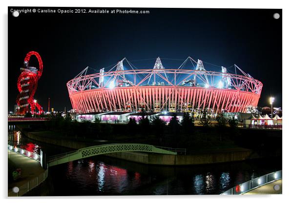 Olympic Stadium by night Acrylic by Caroline Opacic