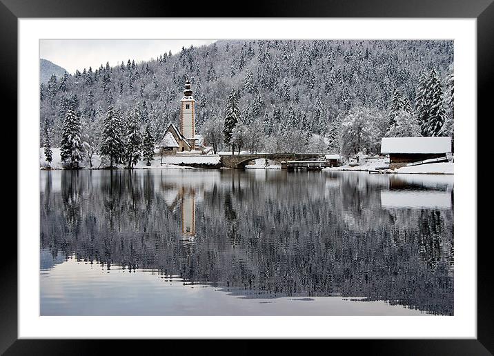 Lake Bohinj in Winter Framed Mounted Print by Ian Middleton