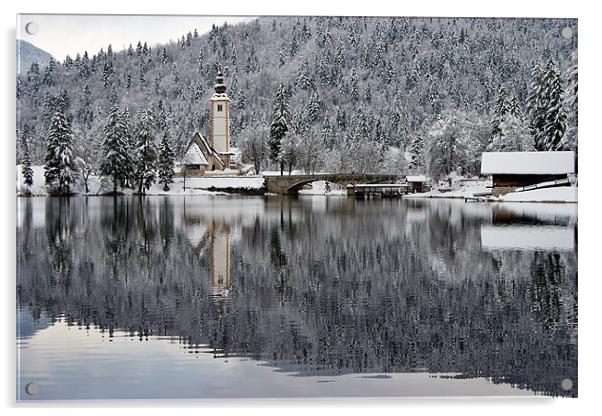 Lake Bohinj in Winter Acrylic by Ian Middleton
