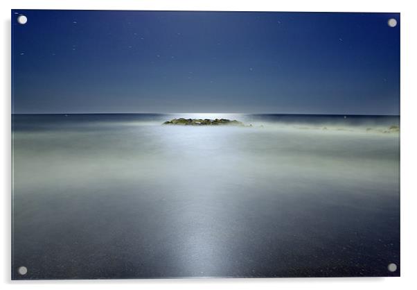 The rock island under de moonlight Acrylic by Guido Montañes