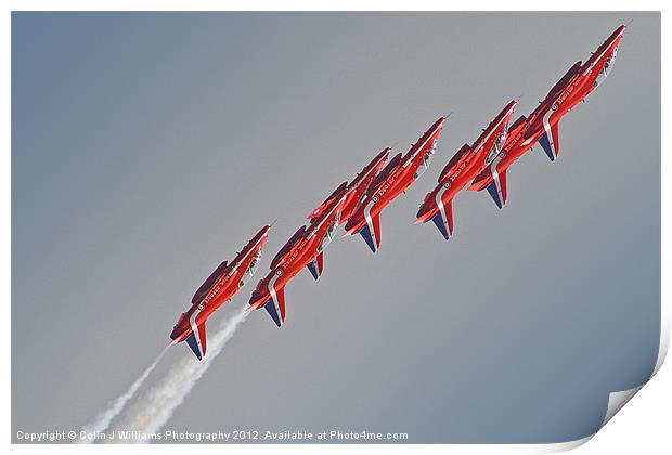 Red Arrows - Dunsfold 2012 Print by Colin Williams Photography