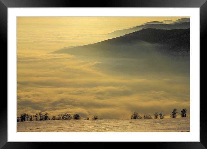 Above the clouds Framed Mounted Print by Cristian Mihaila