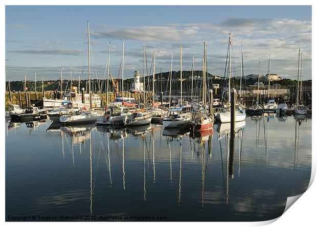 Scarborough harbour in evening light No 3 Print by Stephen Wakefield
