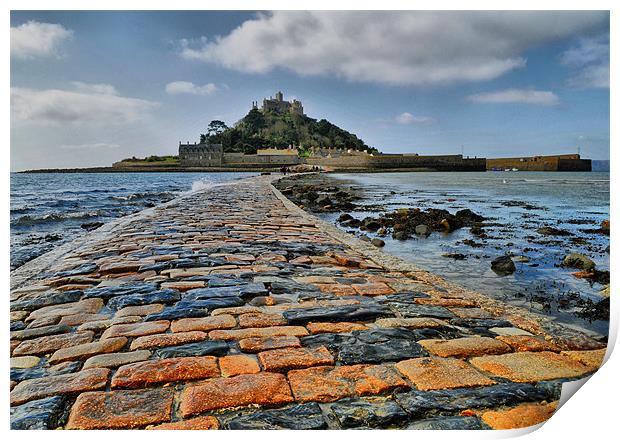 Low Tide, St Michael's Mount, Cornwall Print by Brian Pierce