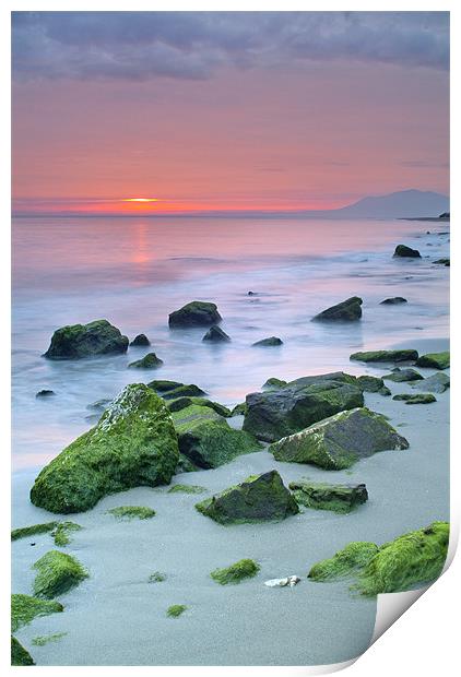Pink sunset at Marbella Print by Guido Montañes