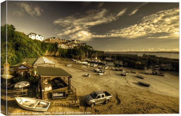 Dawn over Newquay Harbour Canvas Print by Rob Hawkins