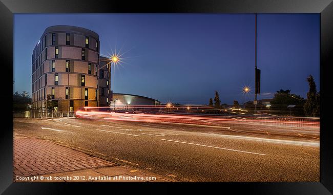 LIGHT TRAILS IN MAIDSTONE Framed Print by Rob Toombs