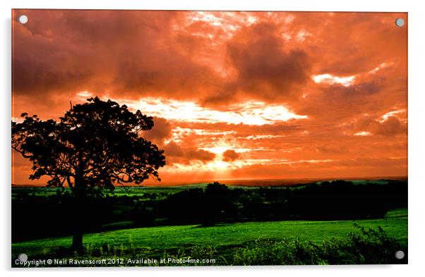 Sunset over Chesterfield Acrylic by Neil Ravenscroft