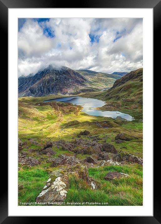 Cwm Idwal Lake Wales Framed Mounted Print by Adrian Evans