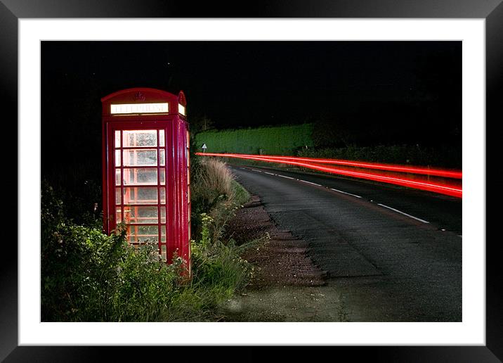 Red Phonebox At Night Framed Mounted Print by Malcolm Wood
