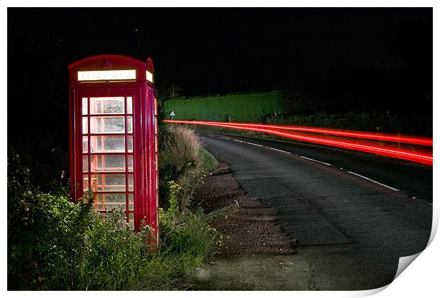 Red Phonebox At Night Print by Malcolm Wood
