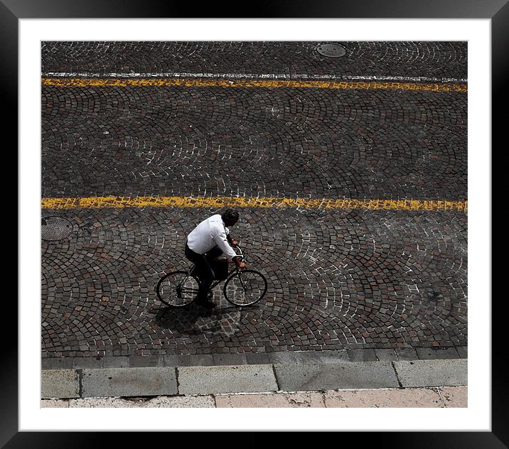 Italian Bicycle Man Framed Mounted Print by Liam Dobson