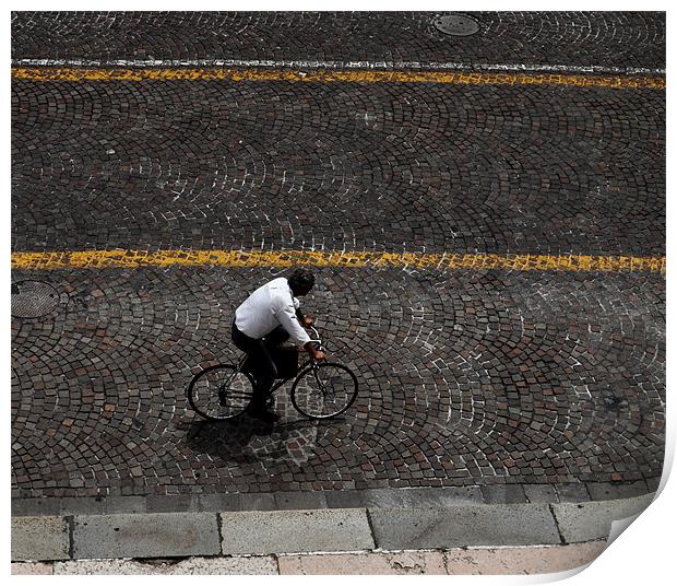 Italian Bicycle Man Print by Liam Dobson