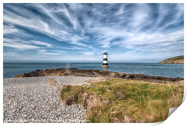 Penmon Point Lighthouse Anglesey Print by Adrian Evans