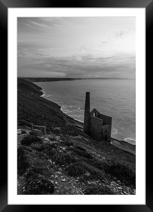 Moon Over Wheal Coates Mine Framed Mounted Print by Jonathan Swetnam