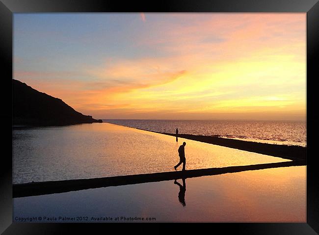 Clevedon Sunset in North Somerset Framed Print by Paula Palmer canvas