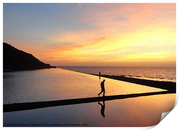 Clevedon Sunset in North Somerset Print by Paula Palmer canvas
