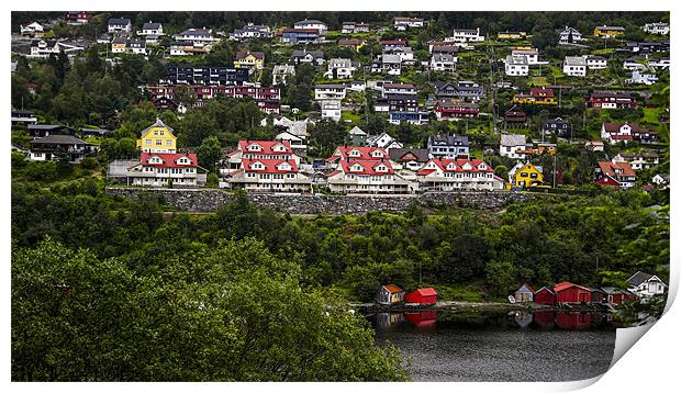 Norwegian houses Print by Cristian Mihaila