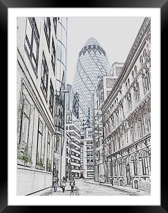 The Gherkin Framed Mounted Print by Noreen Linale