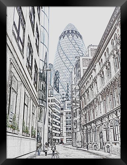 The Gherkin Framed Print by Noreen Linale
