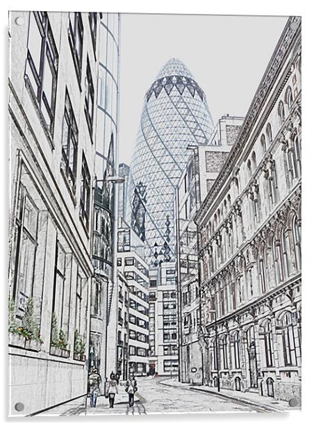 The Gherkin Acrylic by Noreen Linale