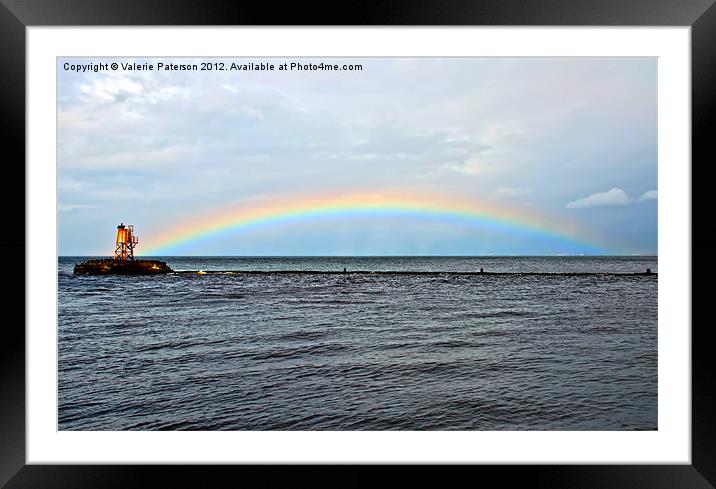 Rainbow At Sea Framed Mounted Print by Valerie Paterson