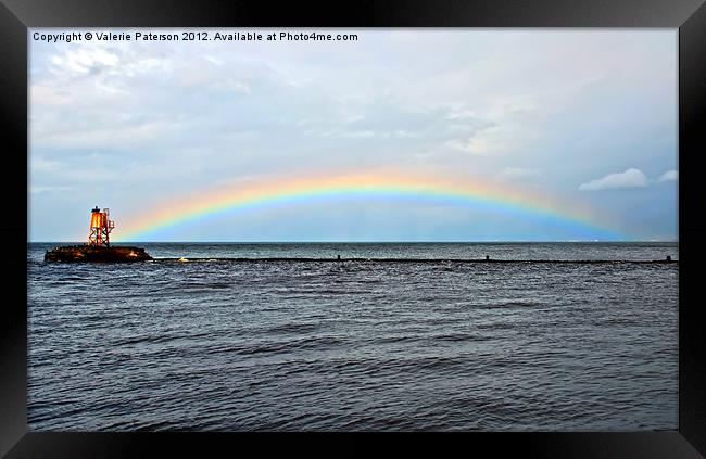 Rainbow At Sea Framed Print by Valerie Paterson