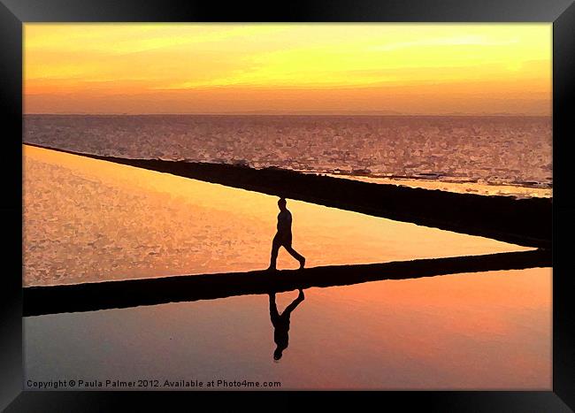 Another arty sunset reflection! Framed Print by Paula Palmer canvas