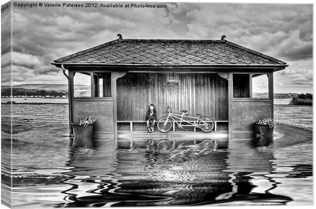 Shelter In The Floods B&W Canvas Print by Valerie Paterson