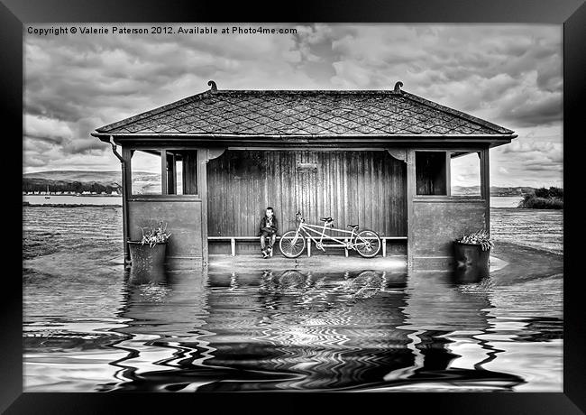 Shelter In The Floods B&W Framed Print by Valerie Paterson