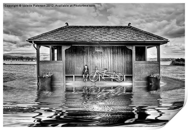 Shelter In The Floods B&W Print by Valerie Paterson