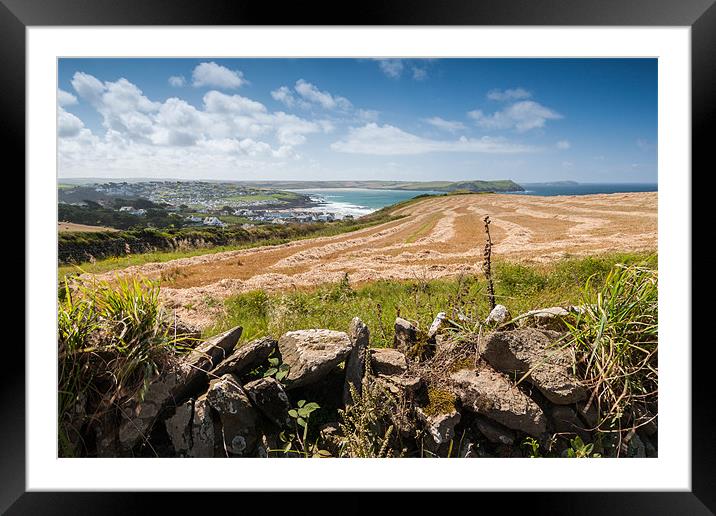 Fields Above Hayle Bay Framed Mounted Print by Jonathan Swetnam