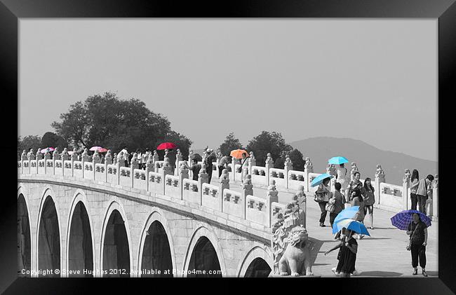 Umbrellas in China selective colouring Framed Print by Steve Hughes