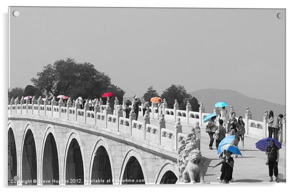 Umbrellas in China selective colouring Acrylic by Steve Hughes
