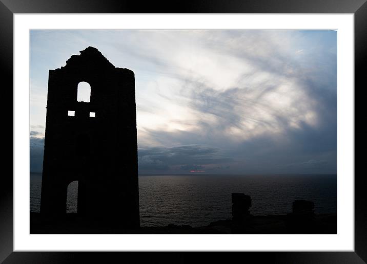 Wheal Coates Mine Silhouette Framed Mounted Print by Jonathan Swetnam