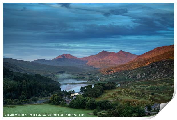 Capel Curig and Snowdon Print by Rory Trappe