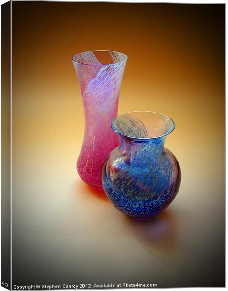 Pink Vase, Blue Vase - Still Life Canvas Print by Stephen Conroy