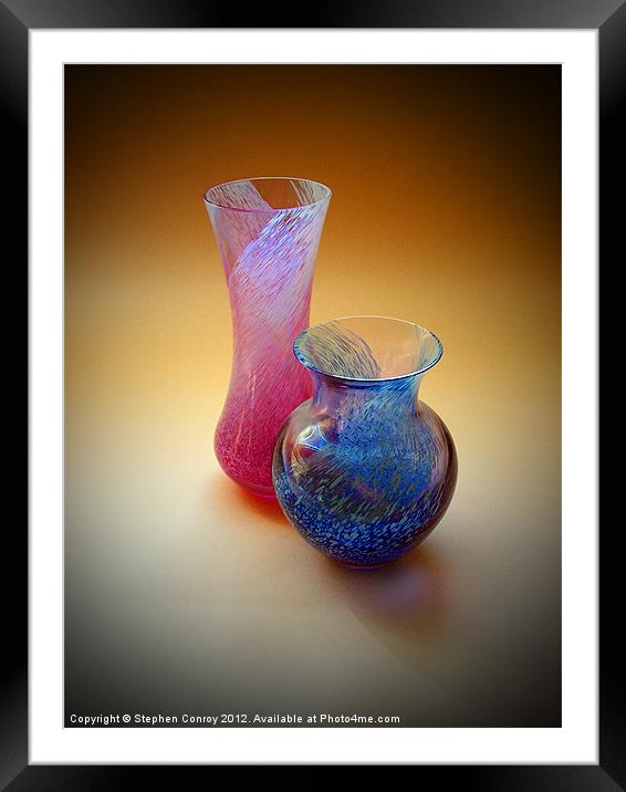 Pink Vase, Blue Vase - Still Life Framed Mounted Print by Stephen Conroy